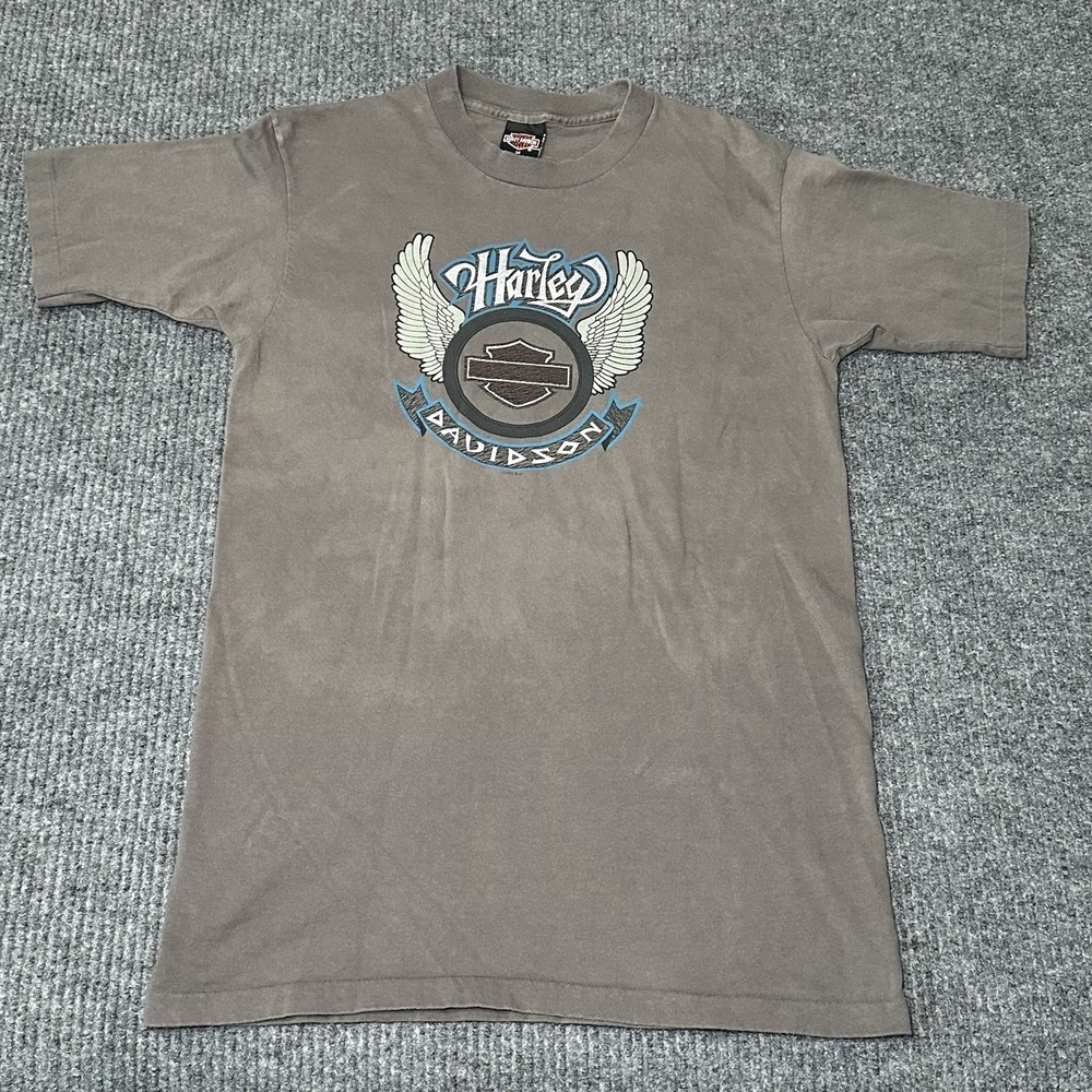 Vtg 1996 Harley Davidson Montgomery,‎ AL Gray T-Shirt Single Stitch Wings Biker